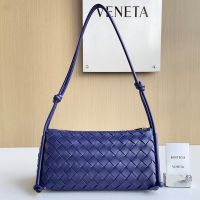 Bottega Veneta Pouch On Strap In Intrecciato Lambskin Blue