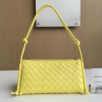 Bottega Veneta Pouch On Strap In Intrecciato Lambskin Yellow