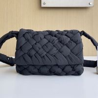 Bottega Veneta Rumple Messenger Bag In Intreccio Nylon Black