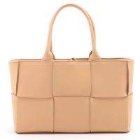 Bottega Veneta Small Arco Tote Intreccio Lambskin and Suede Apricot