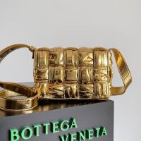 Bottega Veneta Mini Cassette Crossbody Bag In Foulard Intreccio Calfskin Gold
