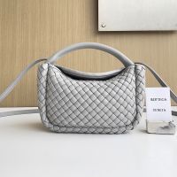 Bottega Veneta Small Cobble Top Handle Bag In Intrecciato Lambskin Light Blue