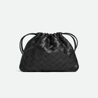Bottega Veneta Small Dustbag In Intrecciato Leather Black