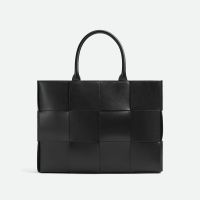 Bottega Veneta Small East-West Arco Tote In Intreccio Leather Black