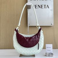 Bottega Veneta Small Gemelli Shoulder Bag In Intrecciato Leather White/Burgundy