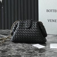 Bottega Veneta Small Lauren 1980 Clutch with Chain In Intrecciato Lambskin Black