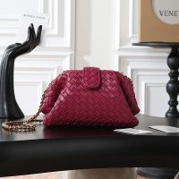Bottega Veneta Small Lauren 1980 Clutch with Chain In Intrecciato Lambskin Red