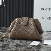 Bottega Veneta Small Lauren 1980 Clutch with Chain In Intrecciato Lambskin Taupe