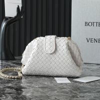 Bottega Veneta Small Lauren 1980 Clutch with Chain In Intrecciato Lambskin White