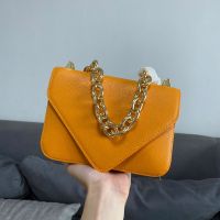 Bottega Veneta Small Mount Chain Envelope Bag Grained Calfskin Orange