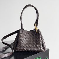 Bottega Veneta Small Parachute Shoulder Bag In Intrecciato Leather Coffee
