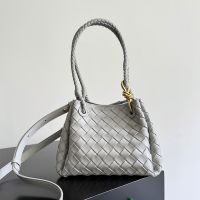 Bottega Veneta Small Parachute Shoulder Bag In Intrecciato Leather Grey