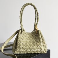 Bottega Veneta Small Parachute Shoulder Bag In Intrecciato Leather Khaki