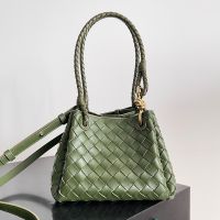 Bottega Veneta Small Parachute Shoulder Bag In Intrecciato Leather Olive