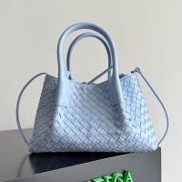 Bottega Veneta Small Pinacoteca Tote 24 In Intrecciato Silky Calfskin Light Blue