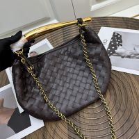 Bottega Veneta Small Sardine Chain Crossbody Bag In Intrecciato Leather Coffee