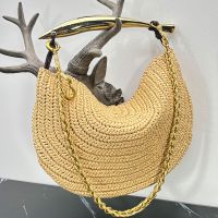 Bottega Veneta Small Sardine Chain Top Handle Bag In Raffia Brown