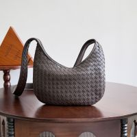 Bottega Veneta Small Veneto Crossbody Bag In Intrecciato Nappa Leather Dark Brown