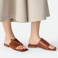 Bottega Veneta Solstice Flat Thong Slides Women Calfskin Brown