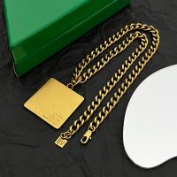 Bottega Veneta Square Tag Pendant Necklace In Metal Gold