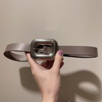 Bottega Veneta Chain Link Belt with Silver Rectangular Buckle In Calfskin Coffee