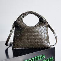 Bottega Veneta Mini Hop Crossbody Bag In Intrecciato Leather Dark Brown