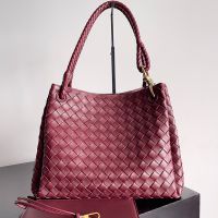 Bottega Veneta Andiamo Parachute Shoulder Bag In Intrecciato Leather Burgundy