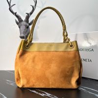 Bottega Veneta Andiamo Parachute Shoulder Bag In Suede and Leather Brown/Olive