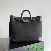 Bottega Veneta Andiamo Voyager Weekender In Canvas Black