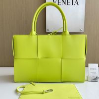 Bottega Veneta Large Arco Tote 41 In Intreccio Leather and Suede Lemon