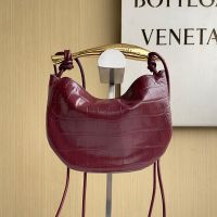 Bottega Veneta Mini Sardine Top Handle Bag In Crocodile Leather Burgundy