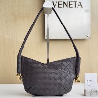 Bottega Veneta Baby Solstice Shoulder Bag In Intrecciato Leather Dark Brown