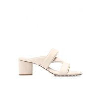 Bottega Veneta Band Thick-Heeled Slides Women Calfskin with Cross Strap White