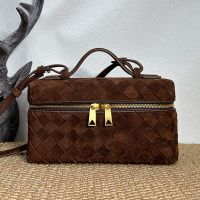 Bottega Veneta Bang Bang Vanity Case In Intrecciato Suede Taupe