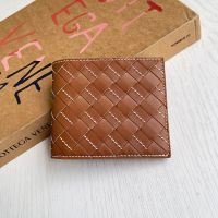 Bottega Veneta Bi-Fold Wallet In Intrecciato Stitching Leather Brown