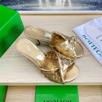 Bottega Veneta Blink 80 Slides Women Intrecciato Calfskin Gold