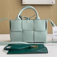 Bottega Veneta Micro Arco Tote 20 with Detachable Strap In Intreccio Leather Green
