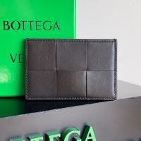 Bottega Veneta Cassette Credit Card Case Intreccio Calfskin Coffee