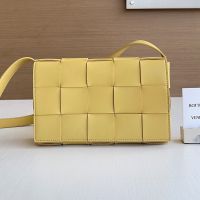 Bottega Veneta Medium Cassette Crossbody Bag In Intreccio Lambskin Camel