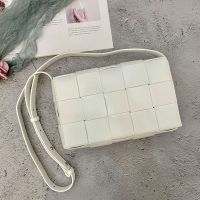Bottega Veneta Cassette Crossbody Bag Intreccio Calfskin White
