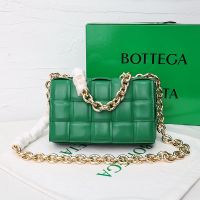 Bottega Veneta Large Cassette Chain Crossbody Bag In Intreccio Padded Lambskin Green