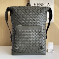 Bottega Veneta Medium Classic Backpack with Front Pocket In Intrecciato Leather Cypress Green