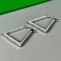 Bottega Veneta Triangle Hoop Earrings In Metal with Crystals Silver