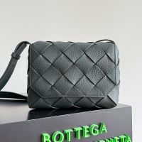 Bottega Veneta Diago Crossbody Bag In Intreccio Grained Calfskin Dark Green