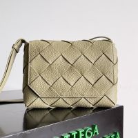 Bottega Veneta Diago Crossbody Bag In Intreccio Grained Calfskin Olive