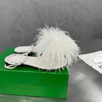 Bottega Veneta Dot Flat Sandals Women Feather Leather with Ankle Strap White