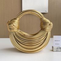 Bottega Veneta Double Knot Handbag In Tubular Lambskin Gold