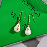 Bottega Veneta Drop Fishhook Earrings In Metal with Enamel White