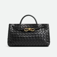 Bottega Veneta Andiamo East-West Top Handle Bag In Intrecciato Leather Black
