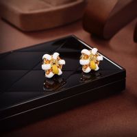 Bottega Veneta Floral Bead Stud Earrings In Metal White